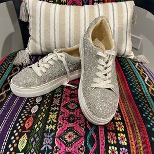 Betsey Johnson sequin platform sneakers.